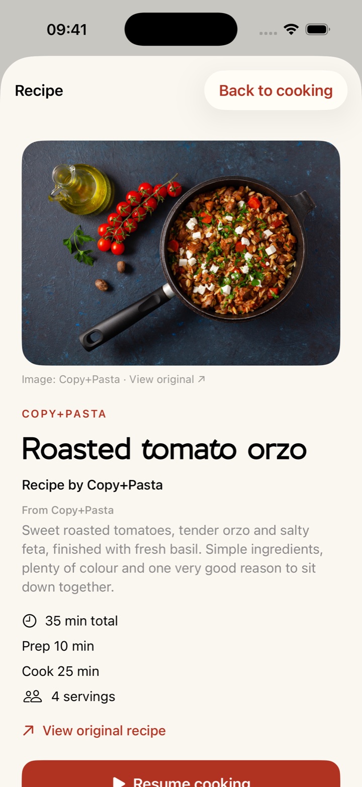 Roasted tomato orzo recipe overview with source, photo and cooking time